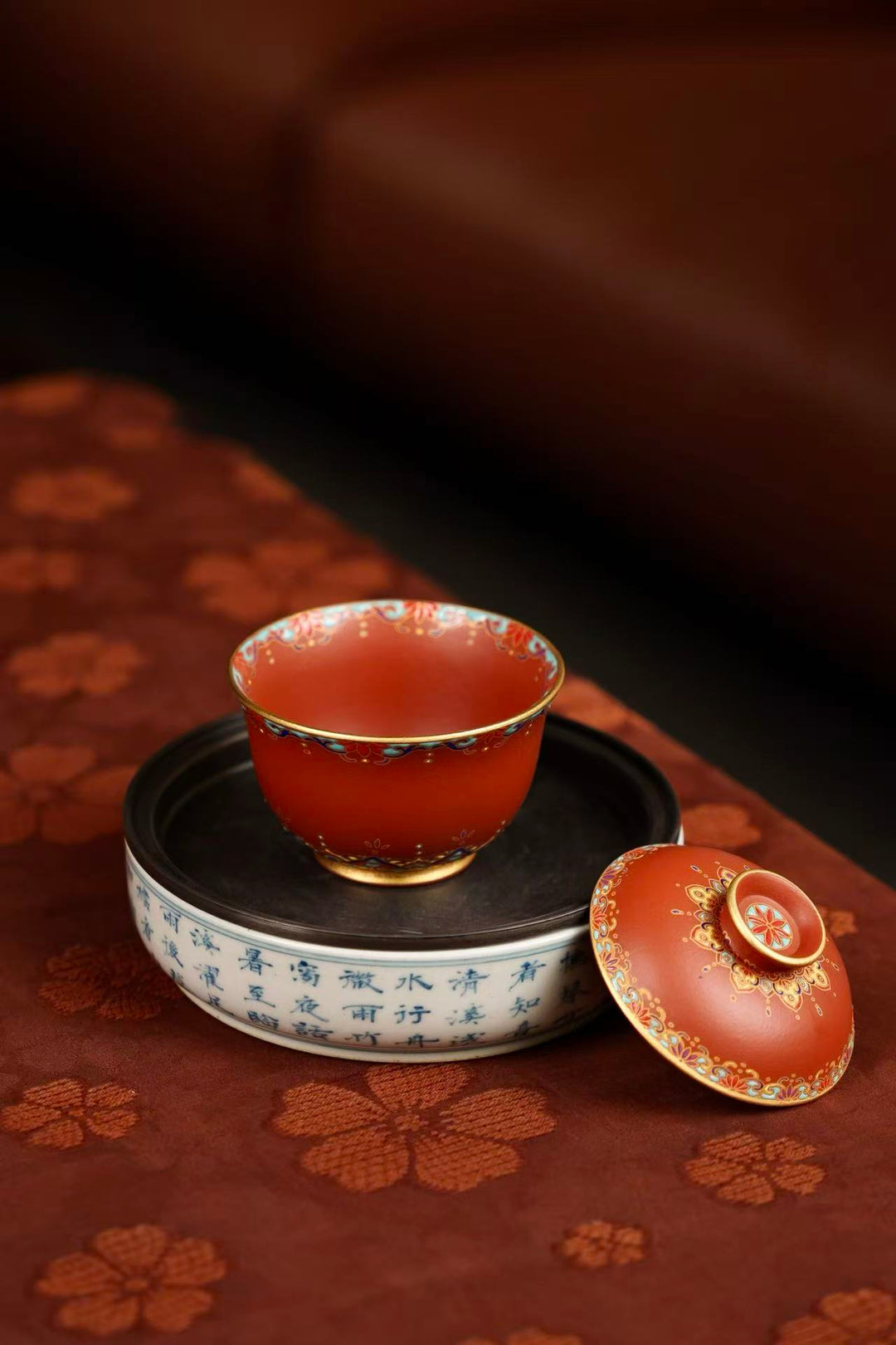 "Jingyuan Mini Ingot" | Handcrafted Enamel Art Yixing Zisha Gaiwan | Auspicious Wealth Symbol (100cc)