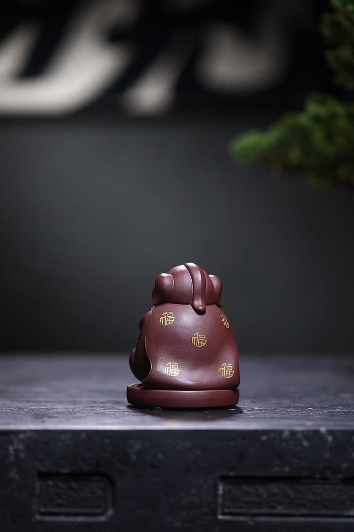 "Tianpeng Yuan Shu" | Handcrafted Aged Purple Clay Zen Pig Figurine | Premium Yixing Zisha Tea Pet