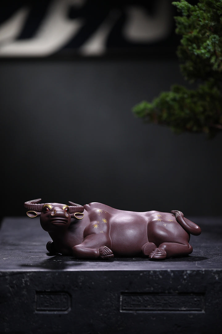 Ox Fortune | Handcrafted Aged Yixing Zisha Bull Statue