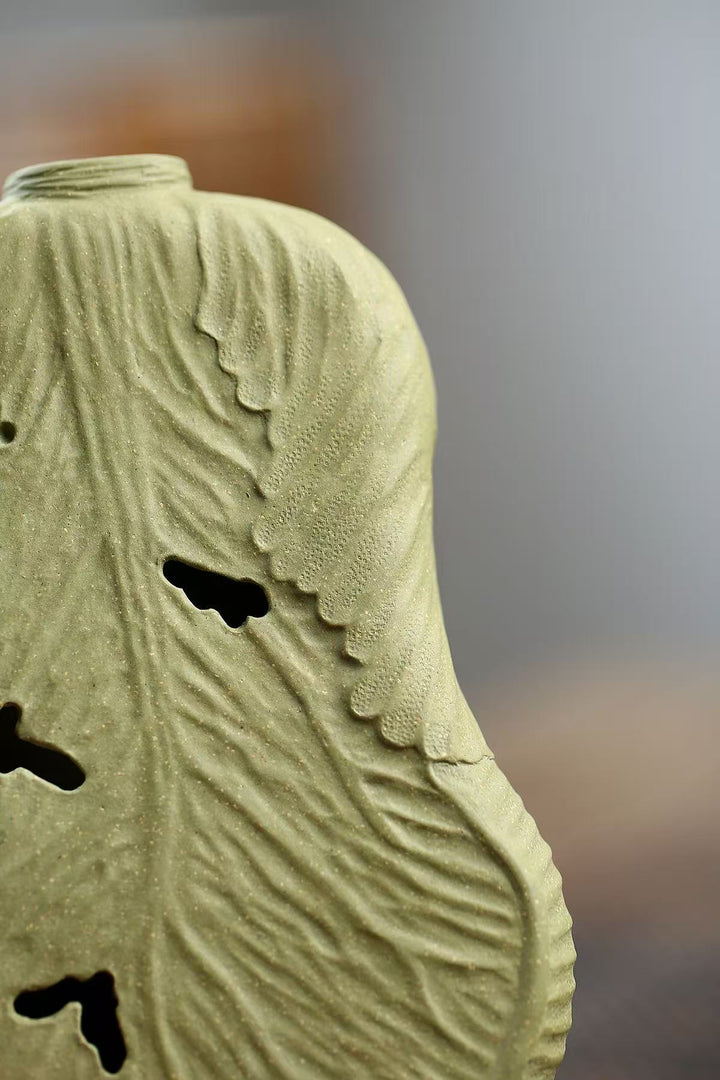 "Hundred Wealths" | Handcrafted Green Duan Ni Cabbage Tea Tray | Lucky Dry Brew Plate