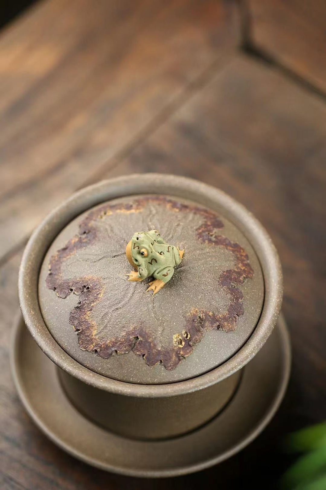 "Zen Listening" | Handcrafted Yixing Qingduan Ni Gaiwan | Sky-Gazing Frog Tea Bowl (180cc)