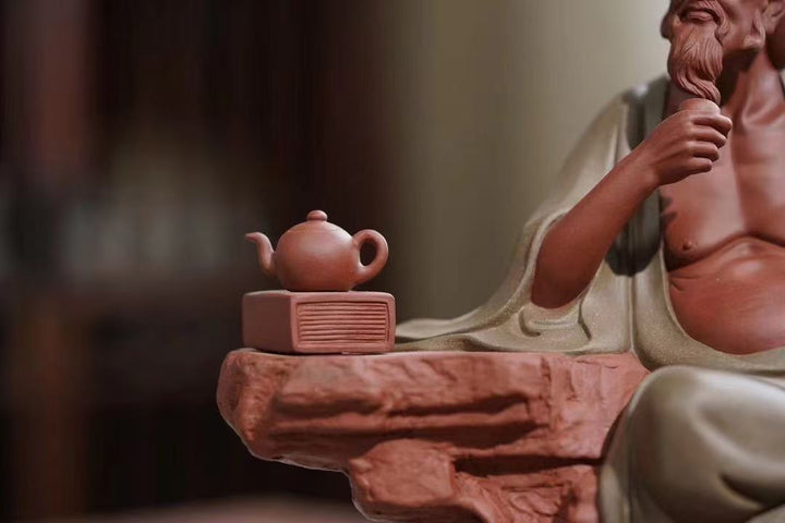 "Saint of Tea: Lu Yu" | Handcrafted Masterpiece Sculpture | Rare Mixed Zisha Clay by Xun Shaohua