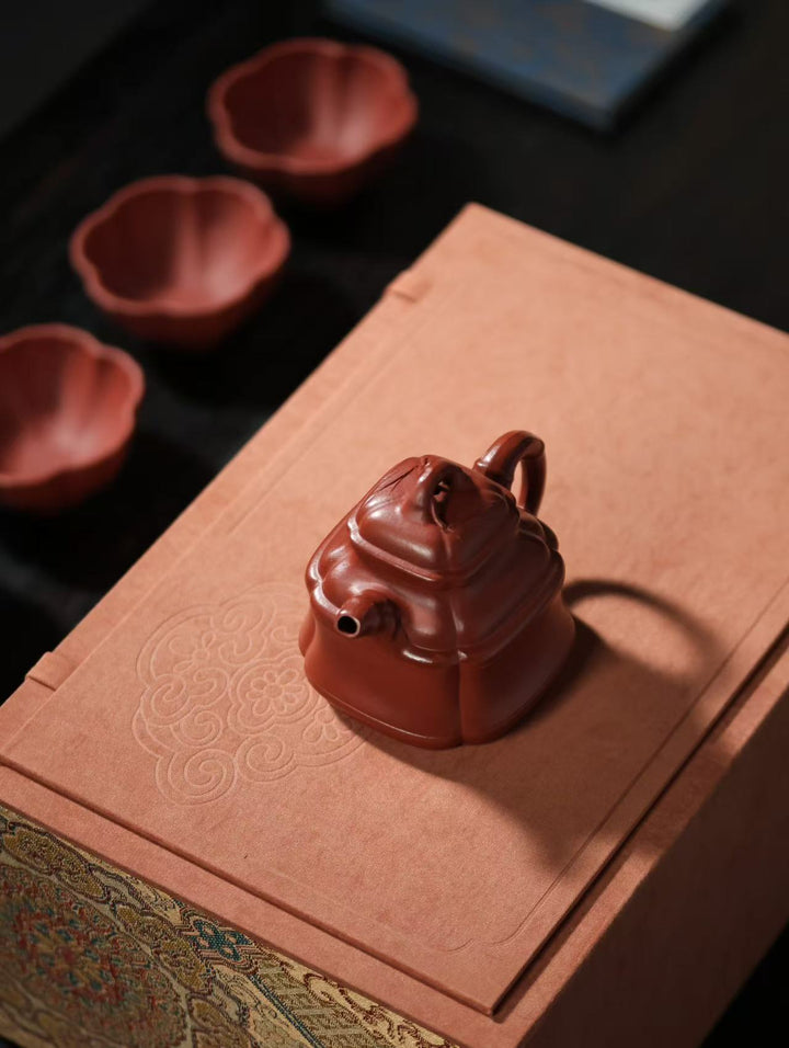 "Sifang Zhuding" | Handcrafted Premium Zhu Ni Teapot Set | Ancient Bamboo Ding &amp; Ribbed Design
