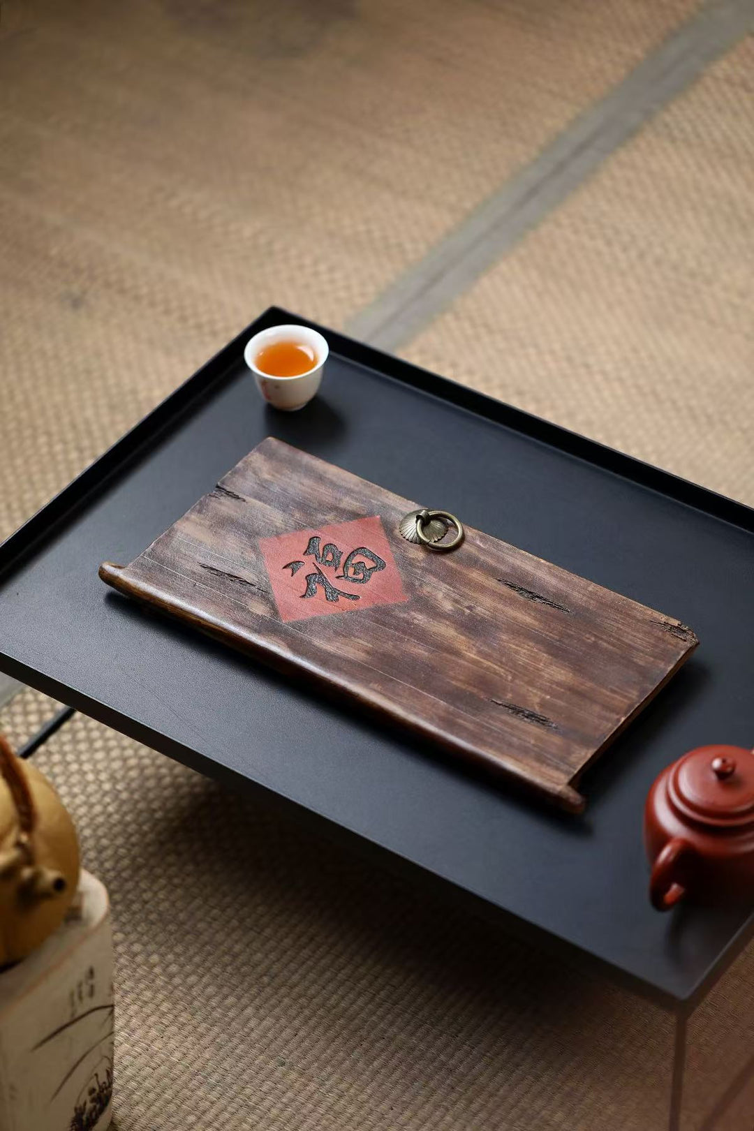 "Door of Fortune" | Handcrafted Yixing Duan Ni Dry Brew Tea Tray | Gongfu Tea Stage