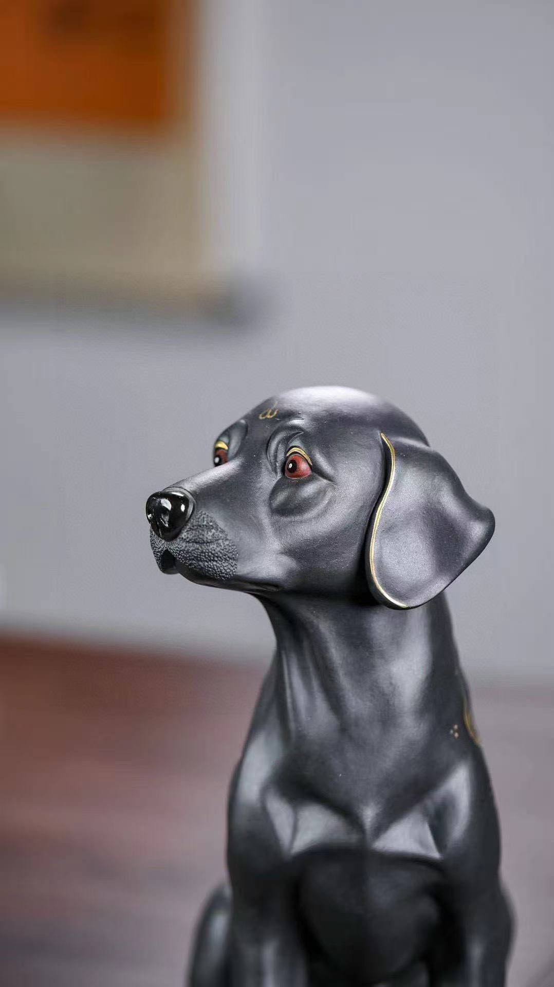 "Wealth Dog" | Handcrafted Premium Black Clay Figurine | Lucky Mascot Ornament