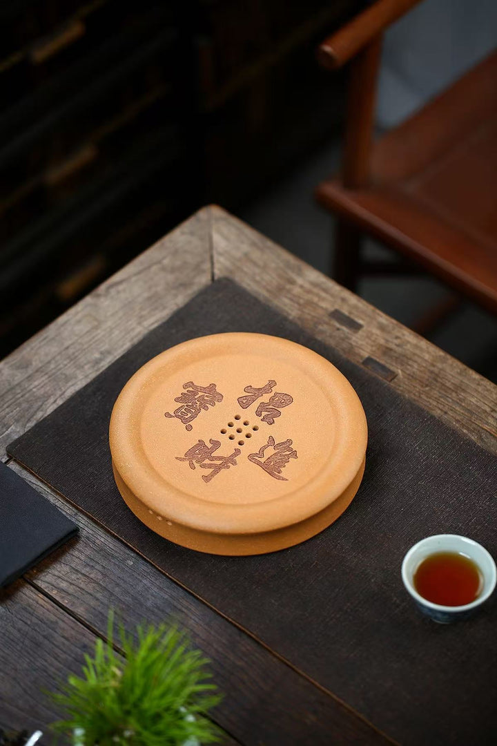 "Fortune &amp; Treasures" | Handcrafted Jiangpo Ni Clay Dry Brew Stage | Lucky Zen Tea Tray