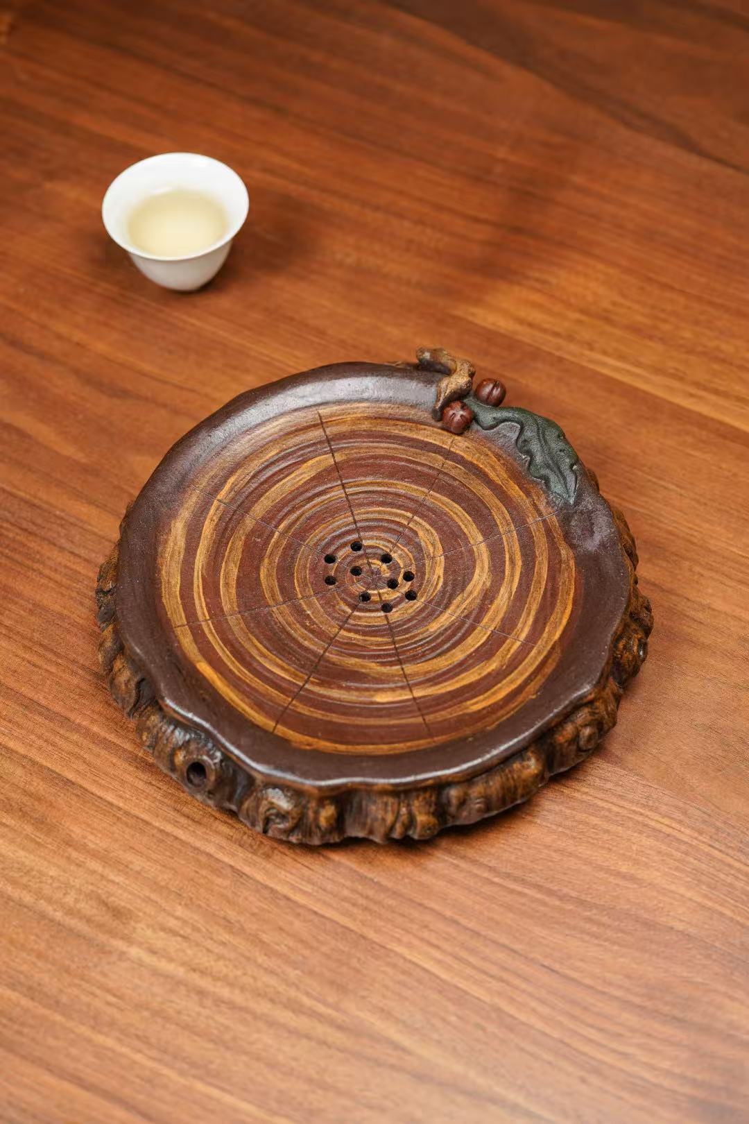 "Everything as Wished" | Handcrafted Yixing Zisha Draining Tray | Persimmon Zen Vessel Bearing