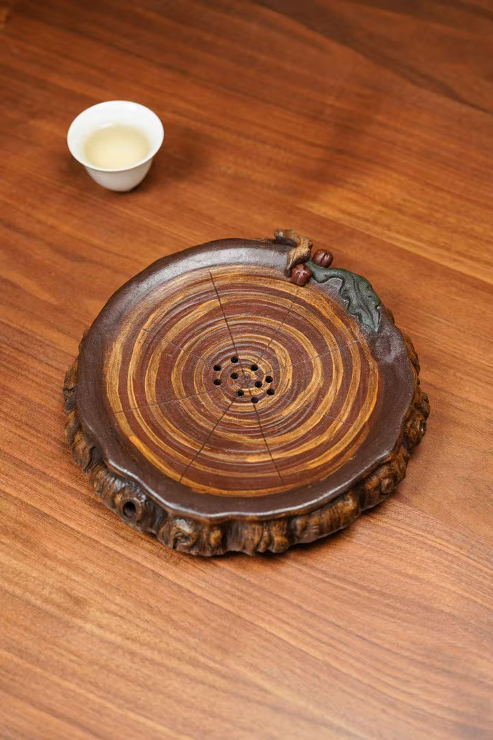 "Everything as Wished" | Handcrafted Yixing Zisha Draining Tray | Persimmon Zen Vessel Bearing