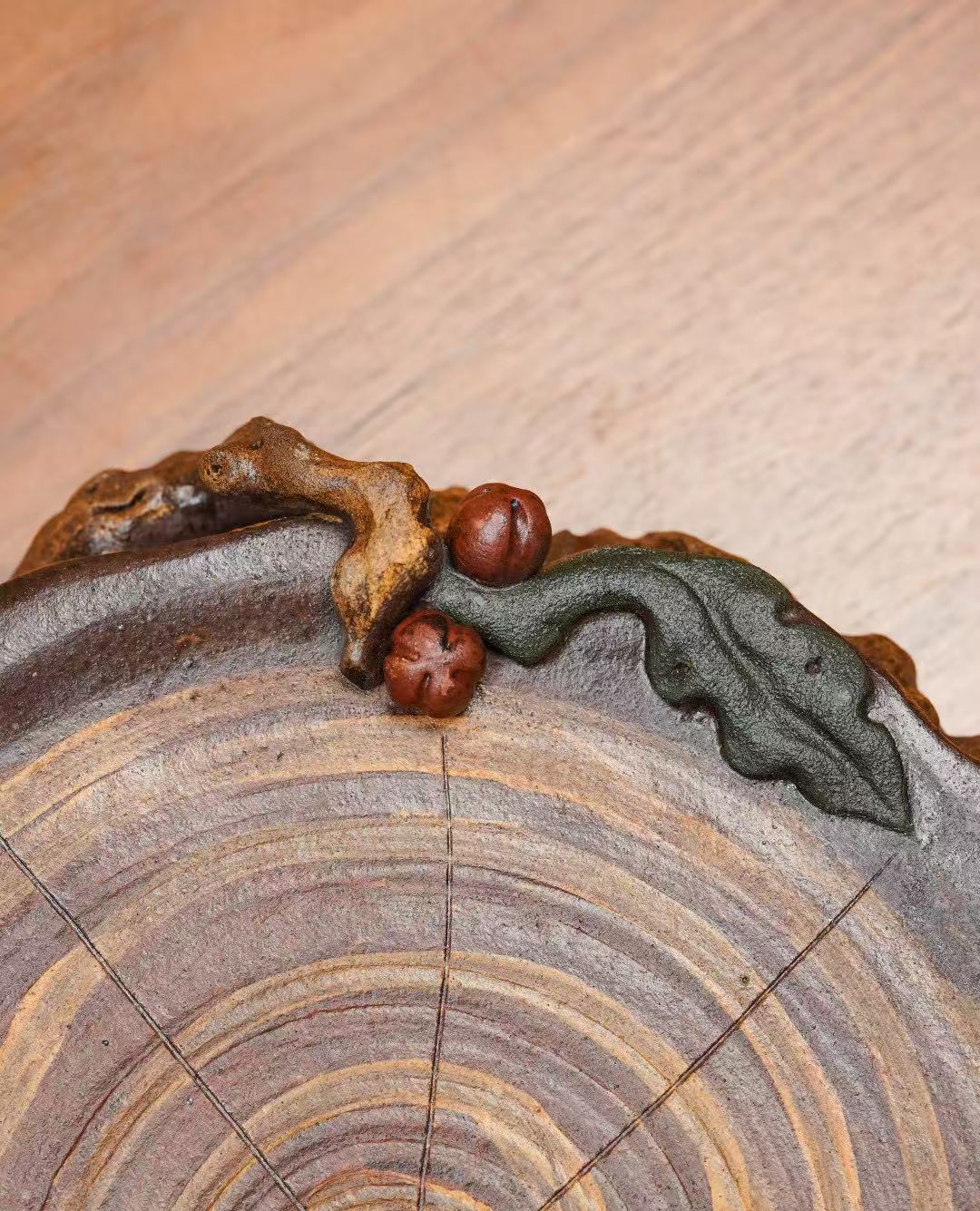 "Everything as Wished" | Handcrafted Yixing Zisha Draining Tray | Persimmon Zen Vessel Bearing