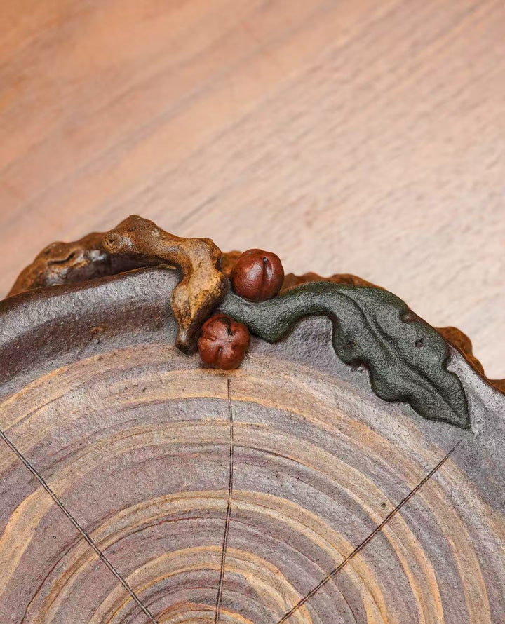 "Everything as Wished" | Handcrafted Yixing Zisha Draining Tray | Persimmon Zen Vessel Bearing