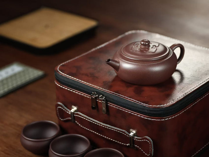 "Ruyi" Travel Tea Set | Handcrafted Yixing Zisha Teapot &amp; Cups | Portable Outdoor Brewing Set