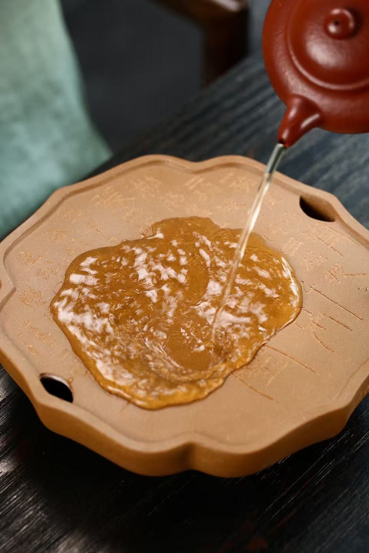 "Seven Bowls of Tea" | Handcrafted Aged Duan Ni Dry Brew Stage | Calligraphy Zen Tea Tray