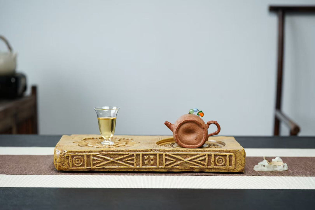 "Clear Lotus" | Handcrafted Yixing Zisha Dry Brew Stage | Rectangular Zen Tea Tray