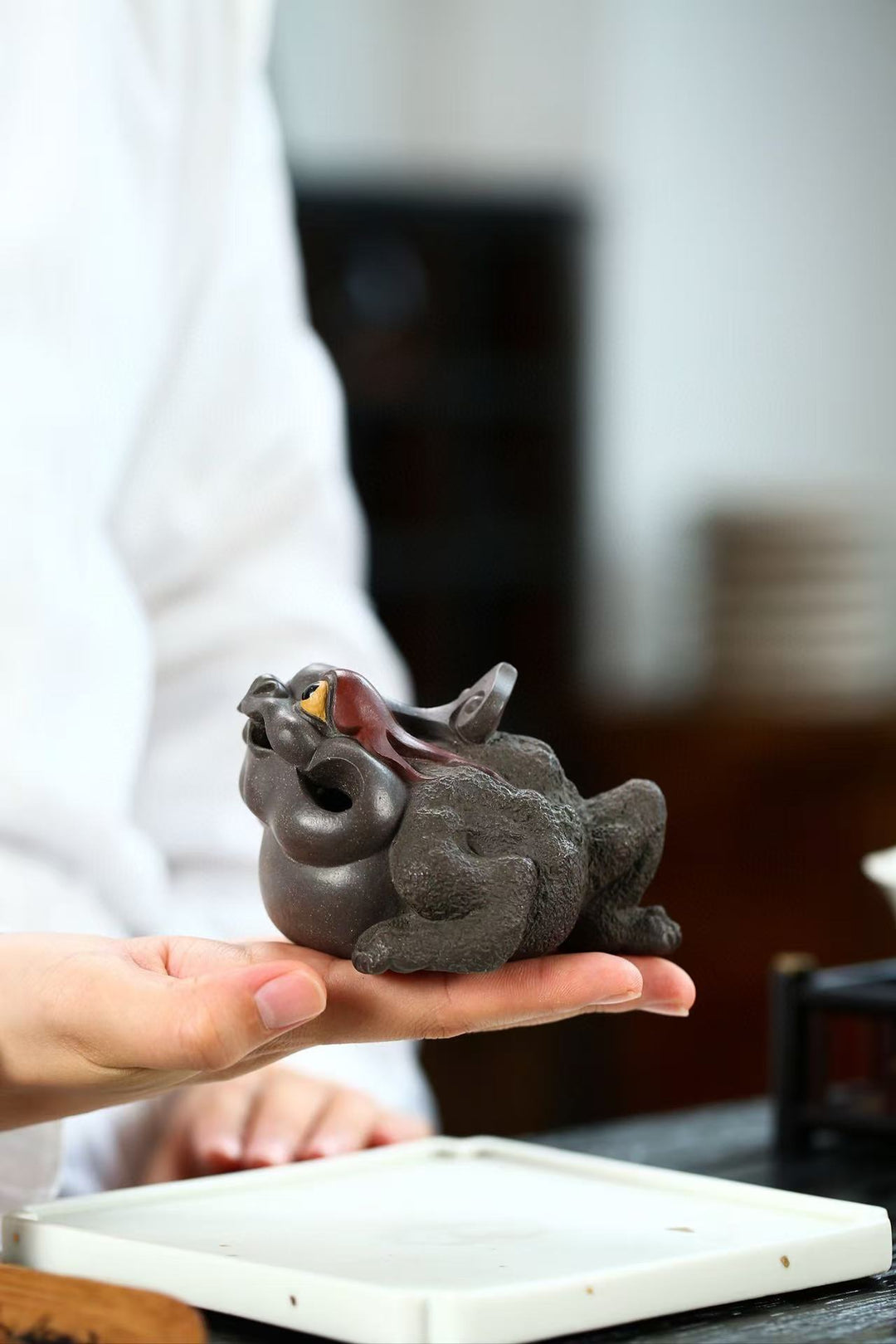 "Auspicious Ruyi Toad" | Handcrafted Raw Duan Clay Tea Pet