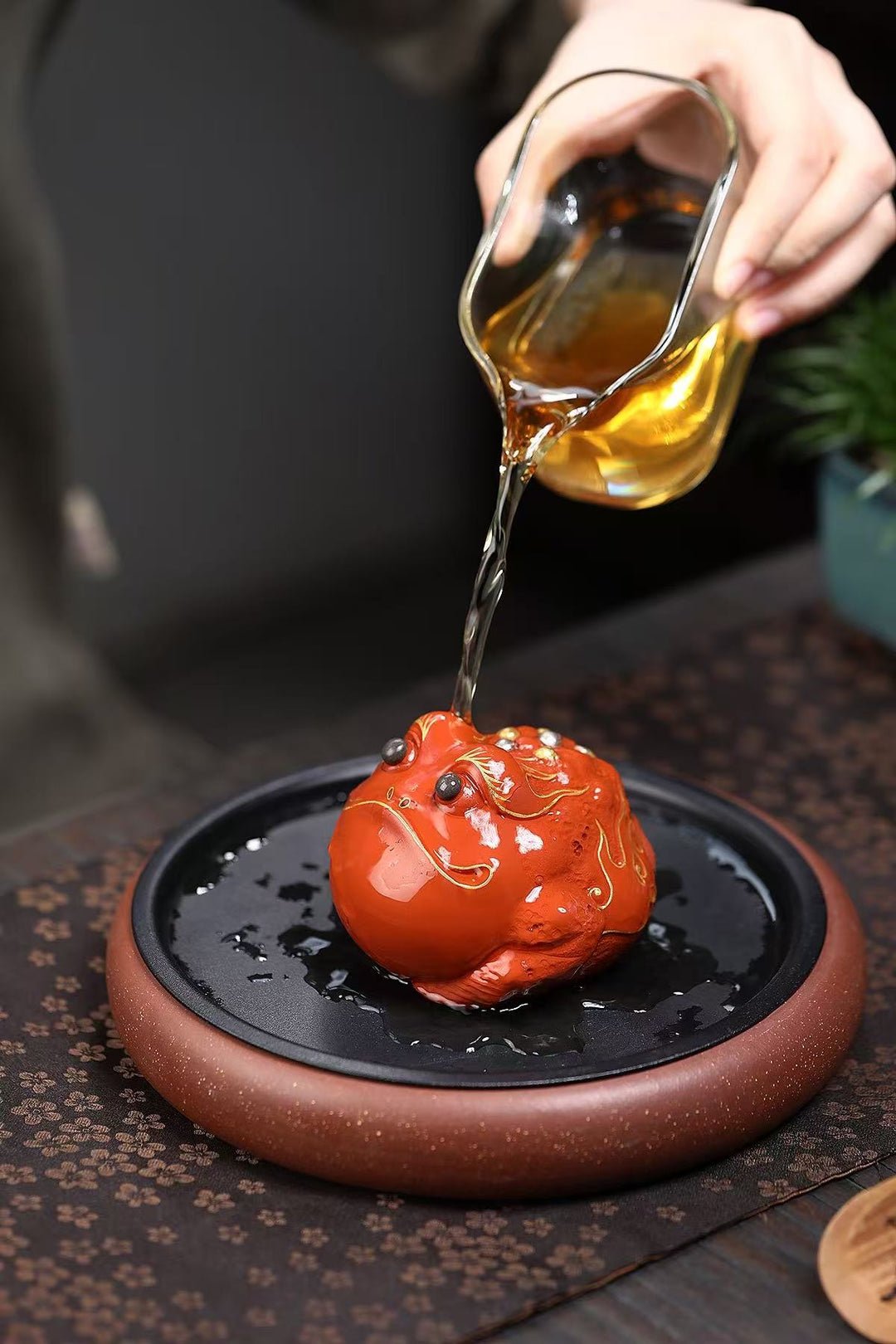 "Fortune Chan Chu" | Handcrafted Zhao Zhuang Cinnabar Clay Frog | Wealth-Attracting Zen Decor