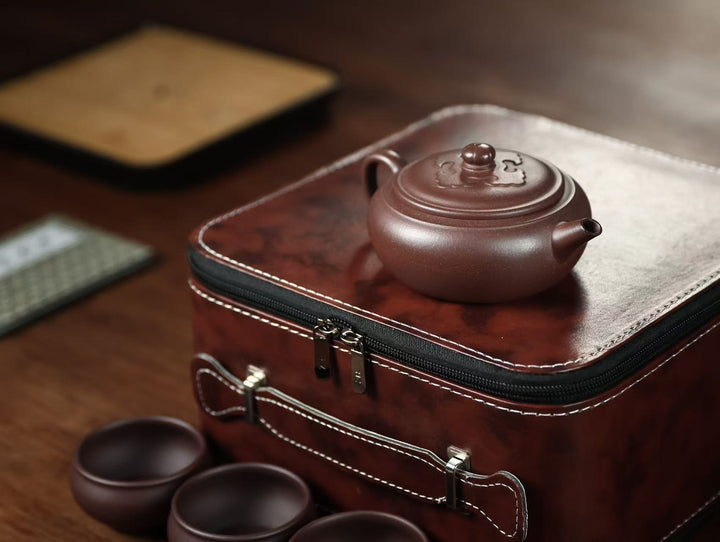 "Ruyi" Travel Tea Set | Handcrafted Yixing Zisha Teapot &amp; Cups | Portable Outdoor Brewing Set