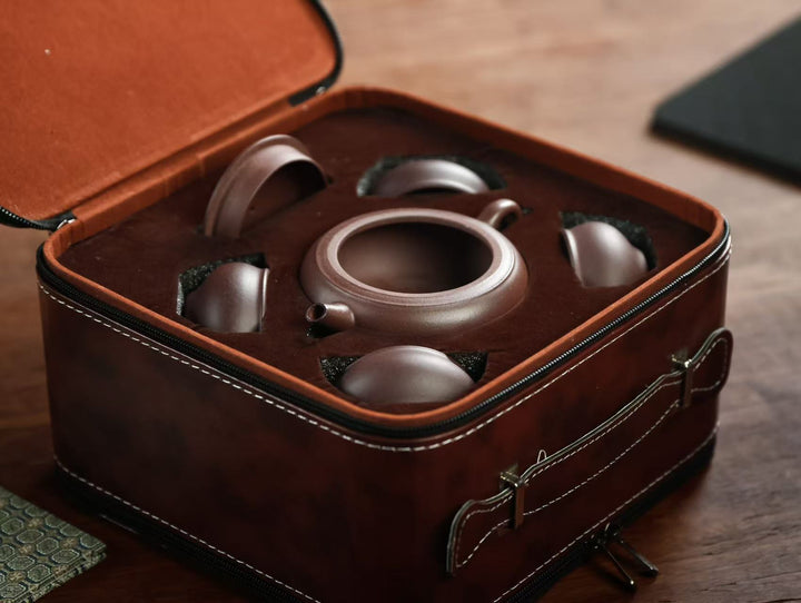 "Ruyi" Travel Tea Set | Handcrafted Yixing Zisha Teapot &amp; Cups | Portable Outdoor Brewing Set
