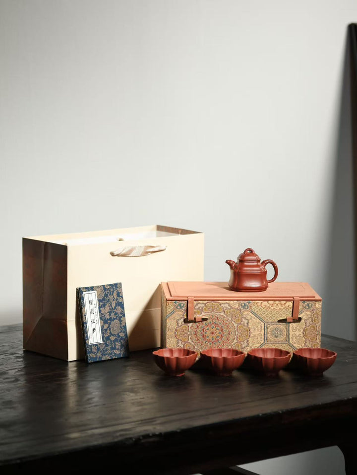 "Sifang Zhuding" | Handcrafted Premium Zhu Ni Teapot Set | Ancient Bamboo Ding &amp; Ribbed Design