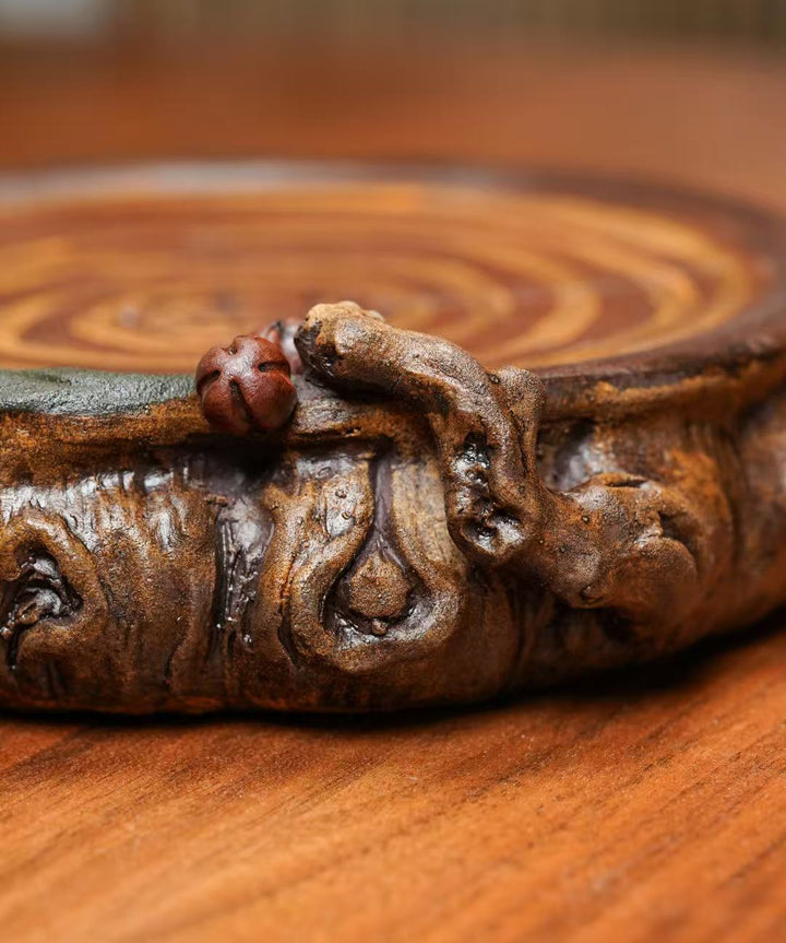 "Everything as Wished" | Handcrafted Yixing Zisha Draining Tray | Persimmon Zen Vessel Bearing