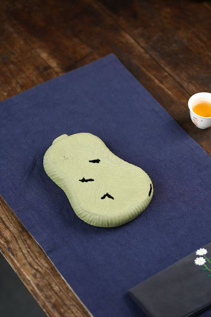 "Hundred Wealths" | Handcrafted Green Duan Ni Cabbage Tea Tray | Lucky Dry Brew Plate