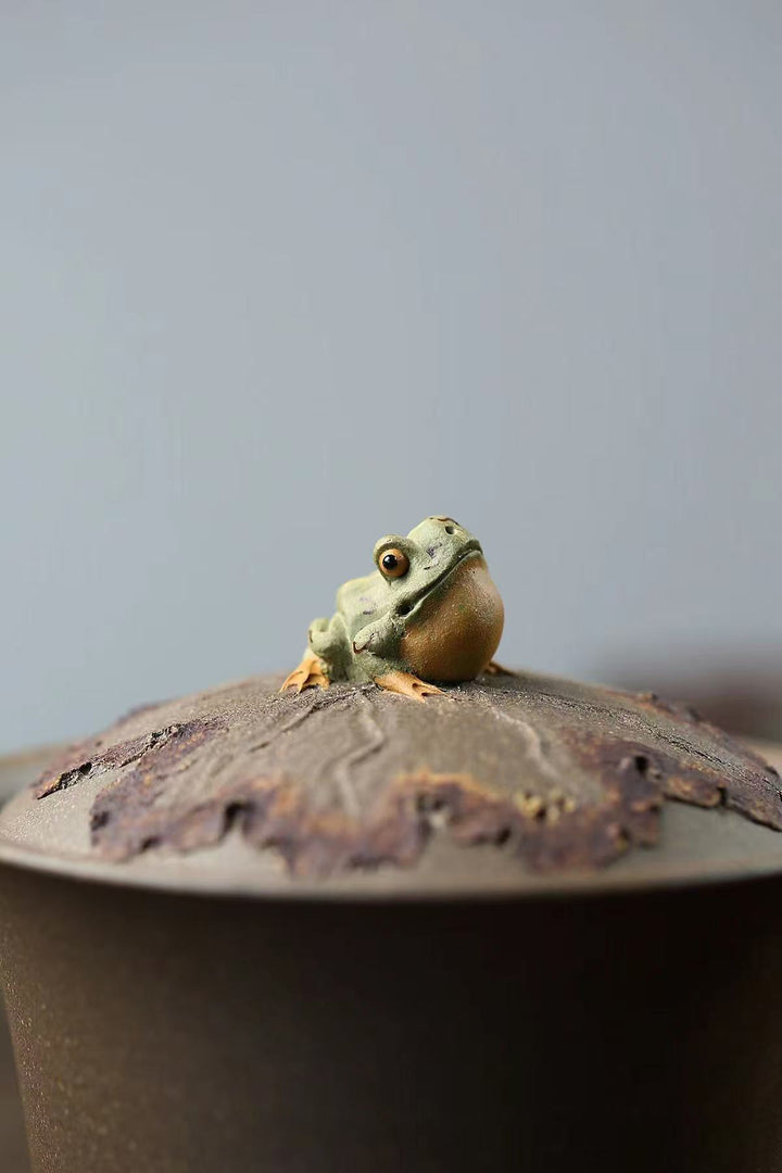 "Zen Listening" | Handcrafted Yixing Qingduan Ni Gaiwan | Sky-Gazing Frog Tea Bowl (180cc)