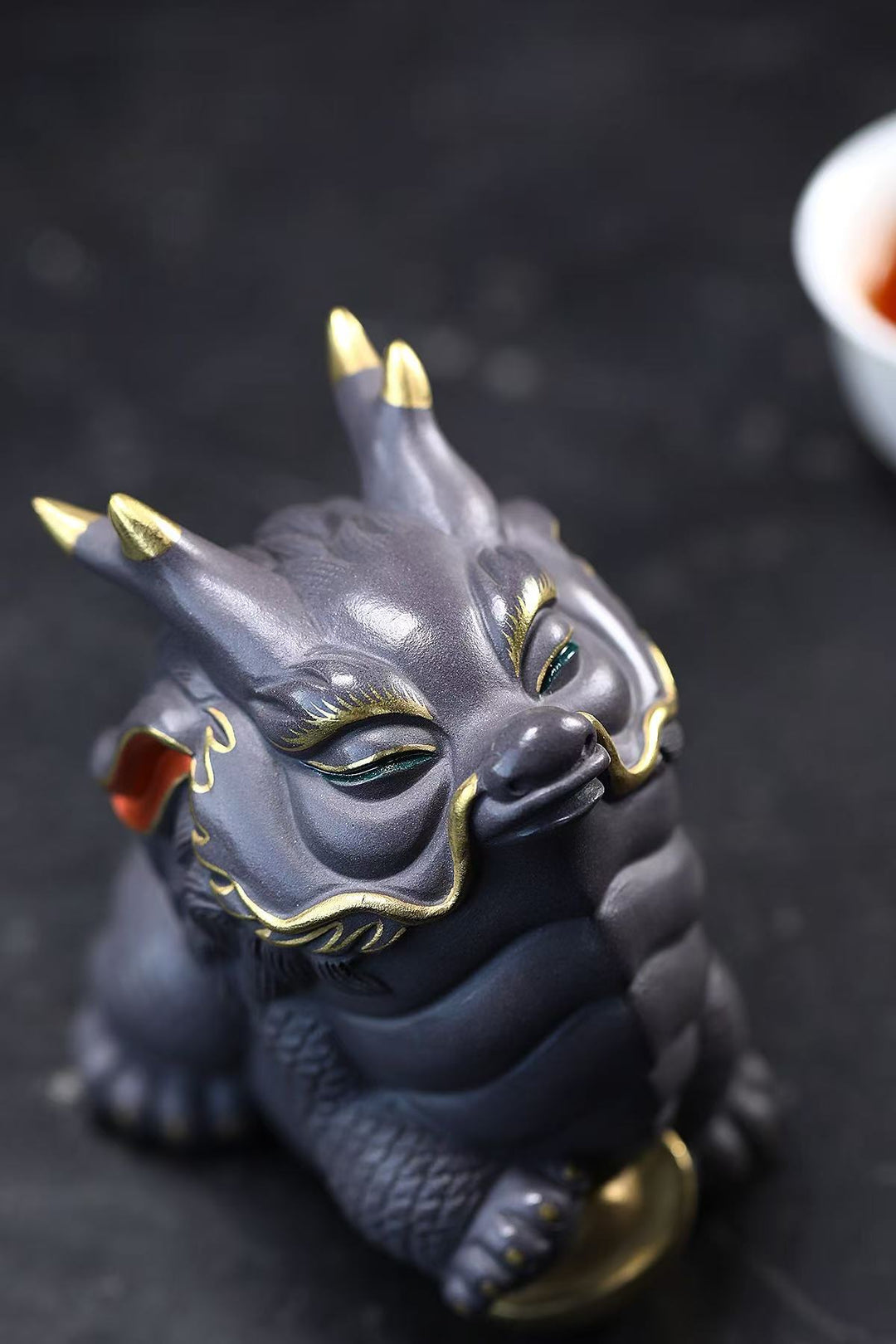 "Auspicious Trio" | Gray Zisha Mythical Beast Set (3 Pieces)