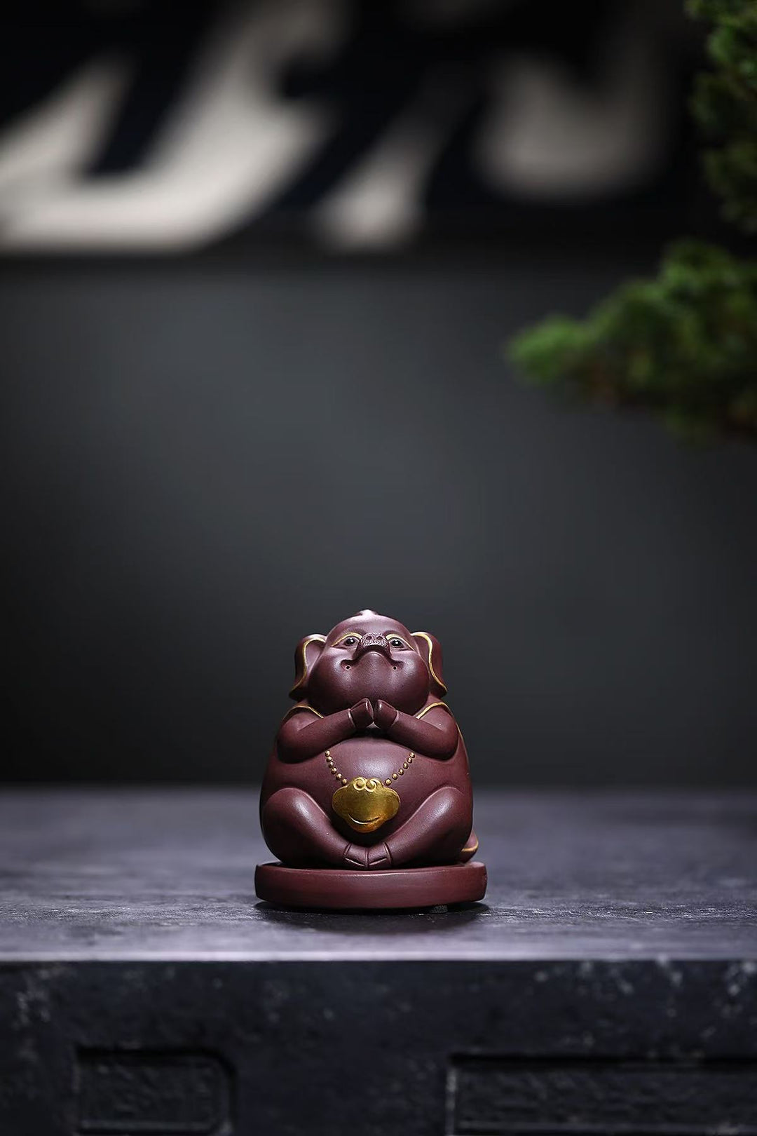 "Tianpeng Yuan Shu" | Handcrafted Aged Purple Clay Zen Pig Figurine | Premium Yixing Zisha Tea Pet