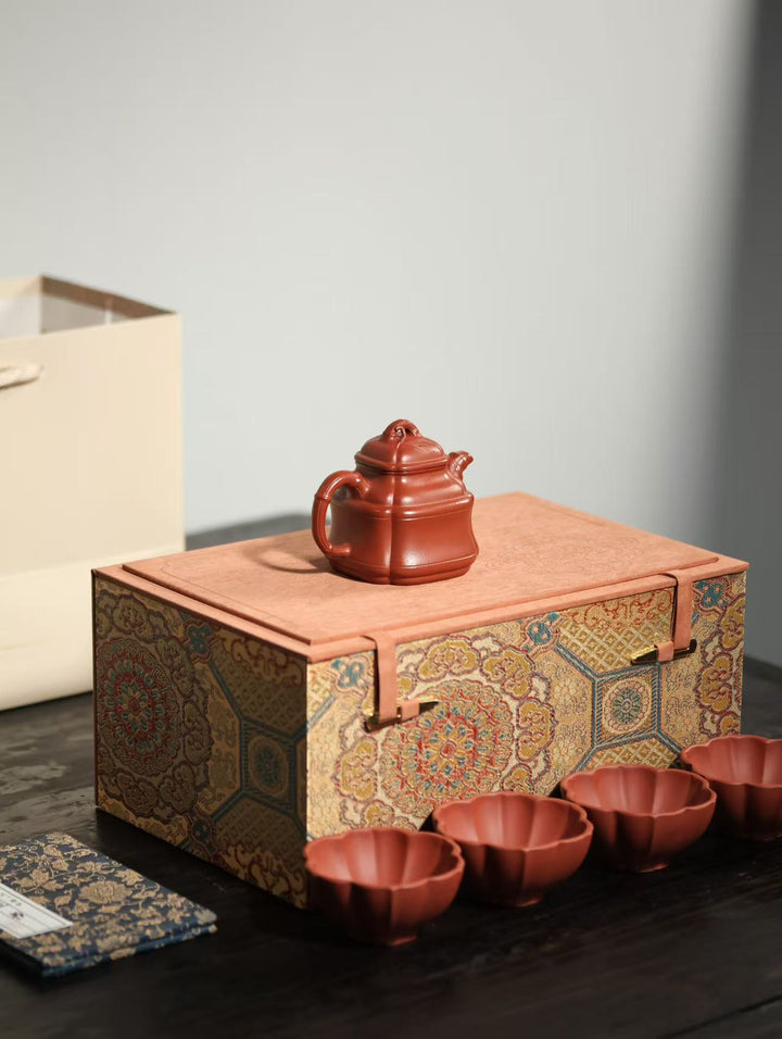 "Sifang Zhuding" | Handcrafted Premium Zhu Ni Teapot Set | Ancient Bamboo Ding &amp; Ribbed Design