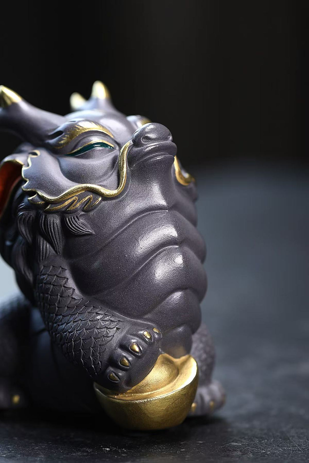"Auspicious Trio" | Gray Zisha Mythical Beast Set (3 Pieces)