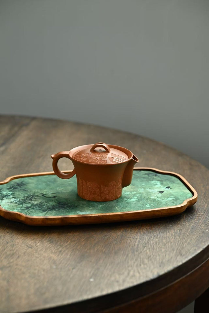 "Caishen" Fortune Gaiwan | Handcrafted Yixing Jiangpo Ni Tea Bowl | Lucky Calligraphy (150cc)