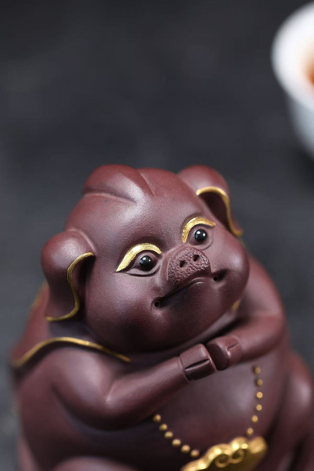 "Tianpeng Yuan Shu" | Handcrafted Aged Purple Clay Zen Pig Figurine | Premium Yixing Zisha Tea Pet