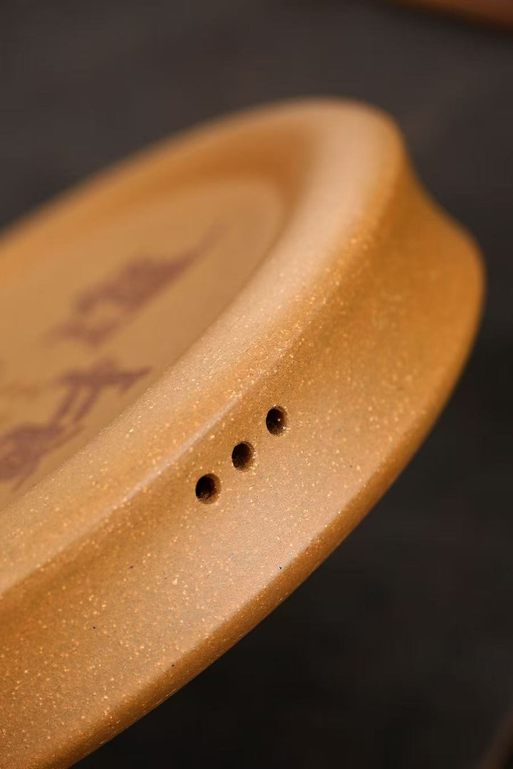"Fortune &amp; Treasures" | Handcrafted Jiangpo Ni Clay Dry Brew Stage | Lucky Zen Tea Tray