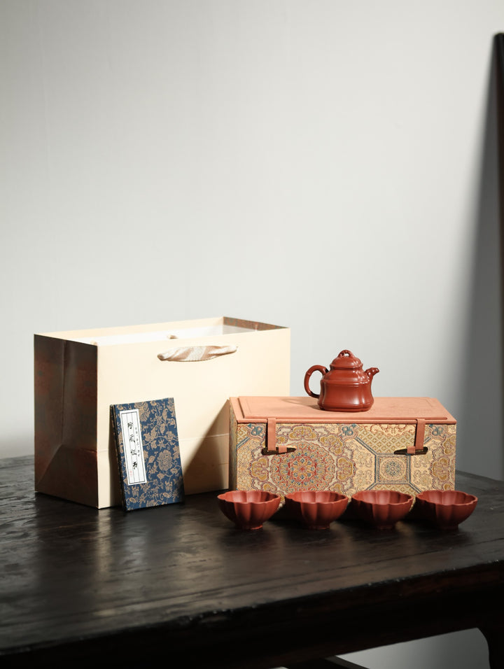 "Sifang Zhuding" | Handcrafted Premium Zhu Ni Teapot Set | Ancient Bamboo Ding &amp; Ribbed Design