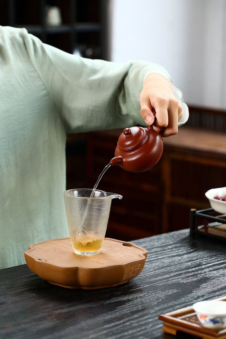 "Seven Bowls of Tea" | Handcrafted Aged Duan Ni Dry Brew Stage | Calligraphy Zen Tea Tray