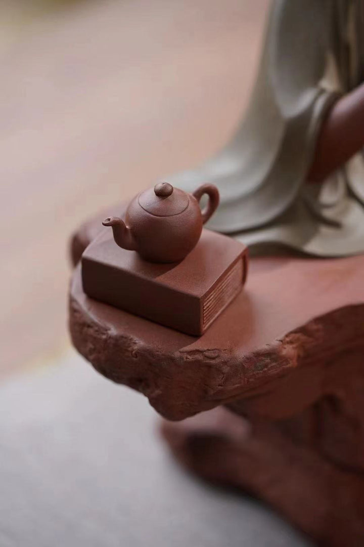 "Saint of Tea: Lu Yu" | Handcrafted Masterpiece Sculpture | Rare Mixed Zisha Clay by Xun Shaohua