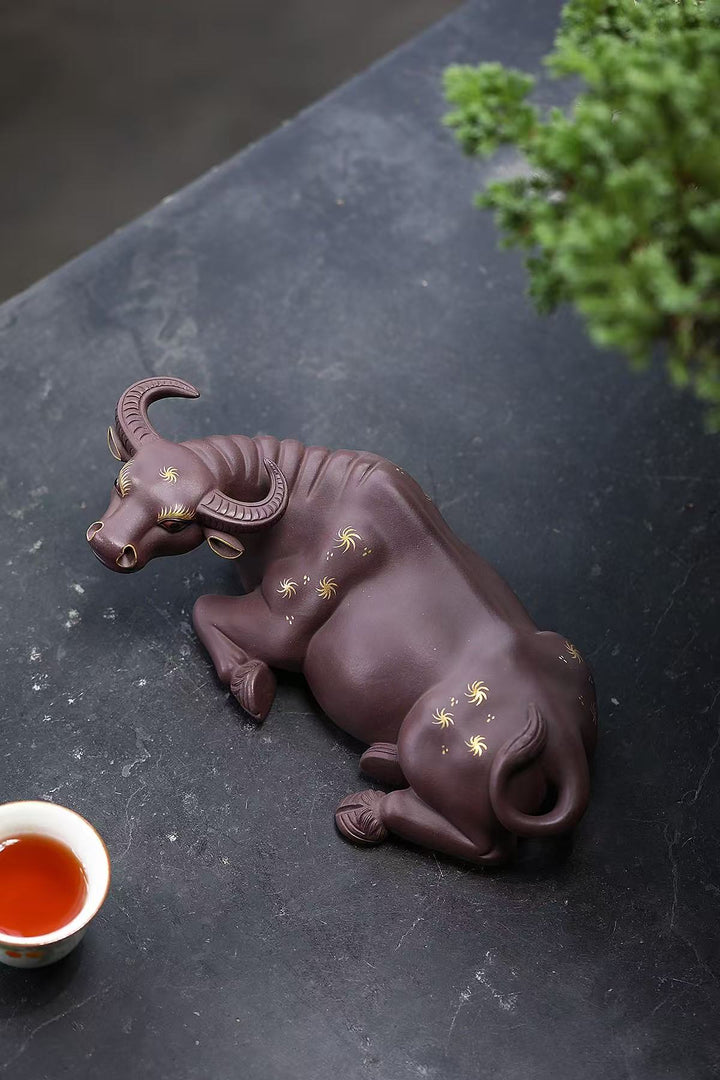 Ox Fortune | Handcrafted Aged Yixing Zisha Bull Statue