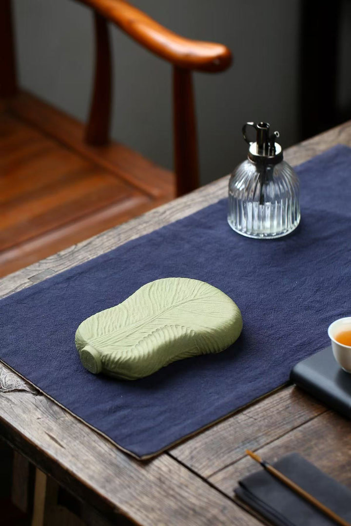 "Hundred Wealths" | Handcrafted Green Duan Ni Cabbage Tea Tray | Lucky Dry Brew Plate