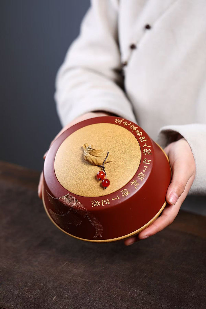 "Banana Leaf" | Handcrafted Duo-Tone Duan Ni Yixing Tea Jar | 500g Capacity