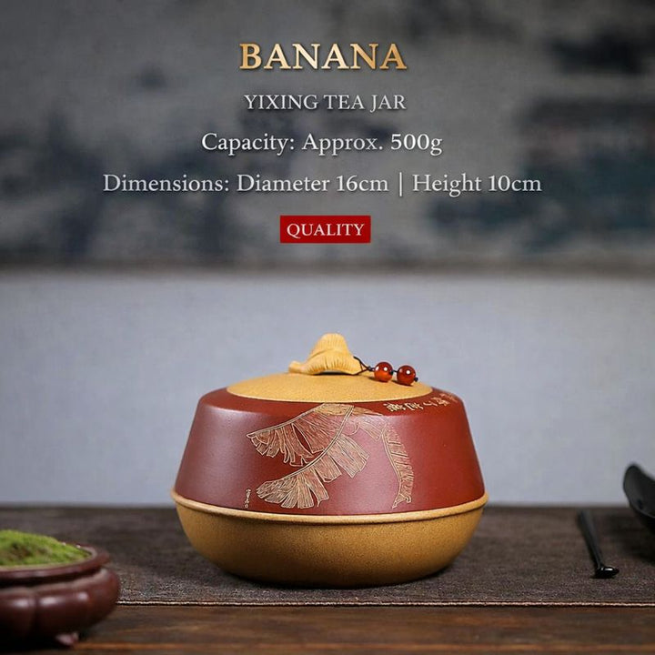 "Banana Leaf" | Handcrafted Duo-Tone Duan Ni Yixing Tea Jar | 500g Capacity