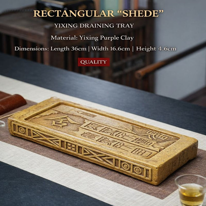 Rectangular "Shedé" | Handcrafted Yixing Zisha Dry Brew Stage | Wisdom of Zen Tea Tray
