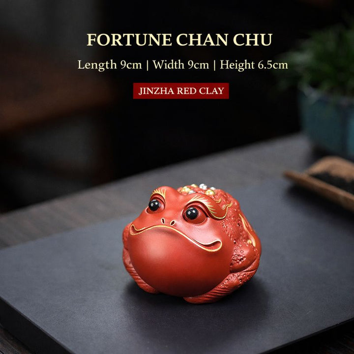 "Fortune Chan Chu" | Handcrafted Zhao Zhuang Cinnabar Clay Frog | Wealth-Attracting Zen Decor