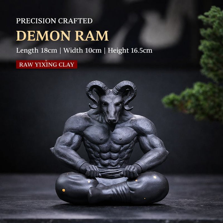 "Demon Ram: Prajna White Stone" | Masterpiece Handcrafted Yixing Zisha Figurine