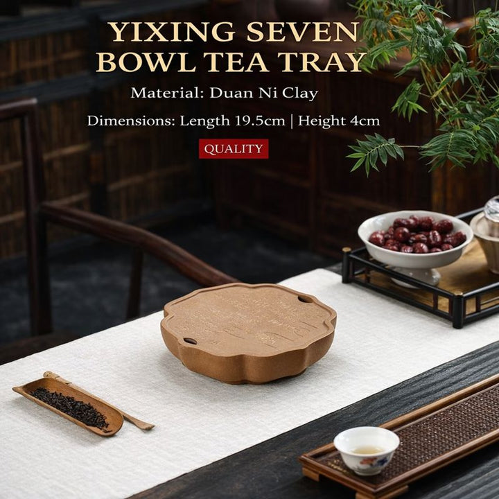 "Seven Bowls of Tea" | Handcrafted Aged Duan Ni Dry Brew Stage | Calligraphy Zen Tea Tray