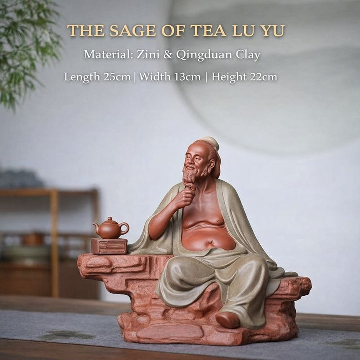 "Saint of Tea: Lu Yu" | Handcrafted Masterpiece Sculpture | Rare Mixed Zisha Clay by Xun Shaohua