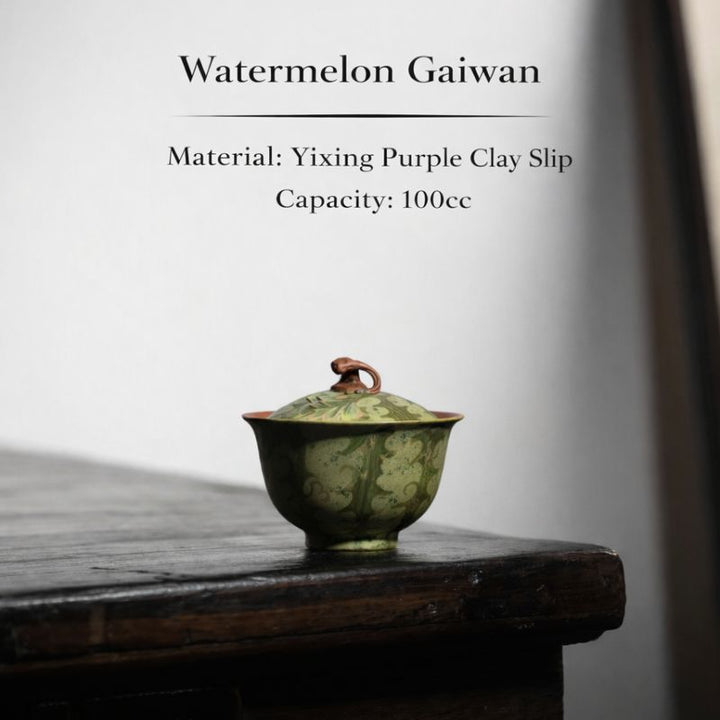 "Summer Watermelon" | Handcrafted Yixing Zisha Gaiwan | Bio-mimetic Thin-Walled Tea Bowl (100cc)