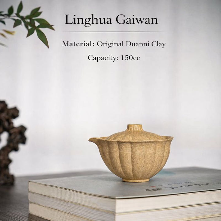 "Linghua Petal" | Handcrafted Yixing Original Duanni Gaiwan | Ribbed Design Tea Bowl (150cc)