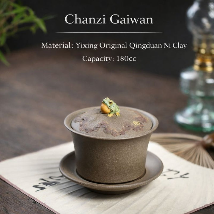 "Zen Listening" | Handcrafted Yixing Qingduan Ni Gaiwan | Sky-Gazing Frog Tea Bowl (180cc)