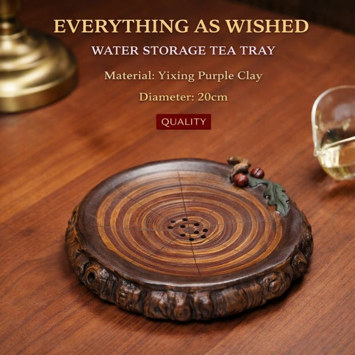 "Everything as Wished" | Handcrafted Yixing Zisha Draining Tray | Persimmon Zen Vessel Bearing