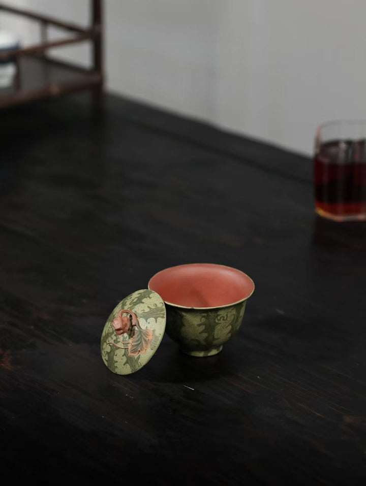 "Summer Watermelon" | Handcrafted Yixing Zisha Gaiwan | Bio-mimetic Thin-Walled Tea Bowl (100cc)
