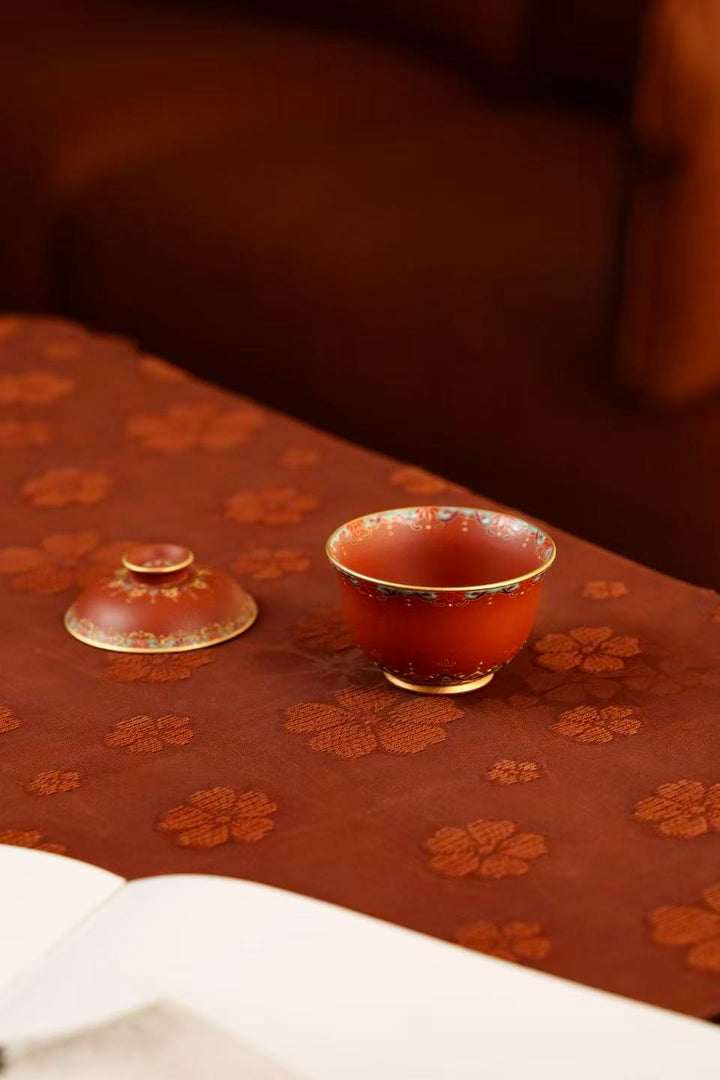 "Jingyuan Mini Ingot" | Handcrafted Enamel Art Yixing Zisha Gaiwan | Auspicious Wealth Symbol (100cc)